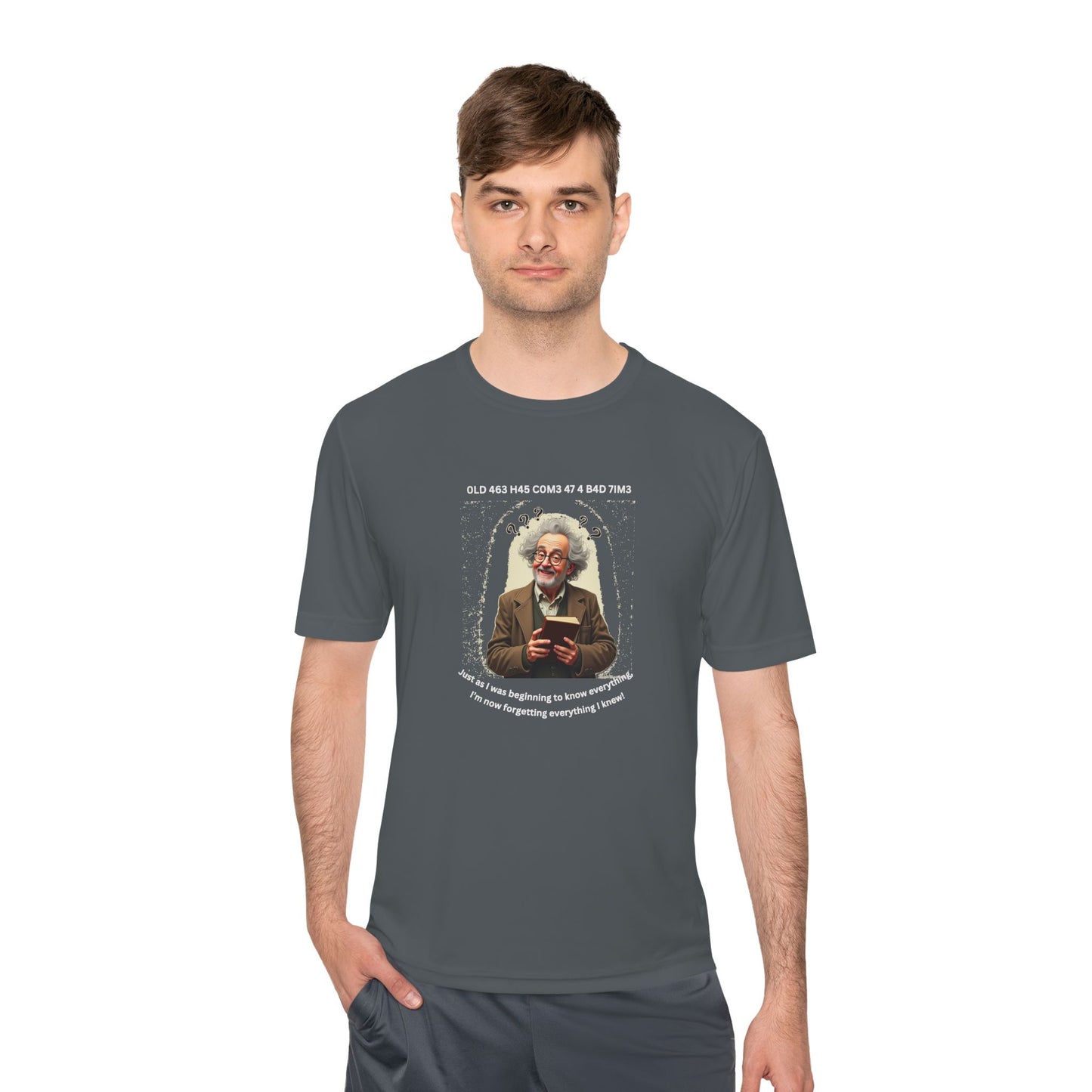 Gray Haired Senior Moments on Dark-Colored Performance Tee
