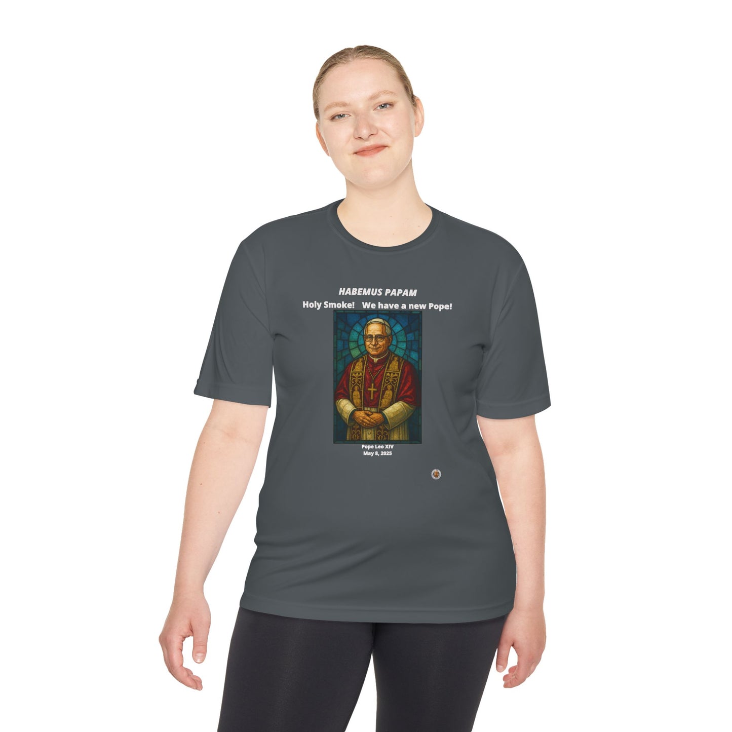 Holy Smoke! Pope Stained Glass Art on on Dark Performance Tee