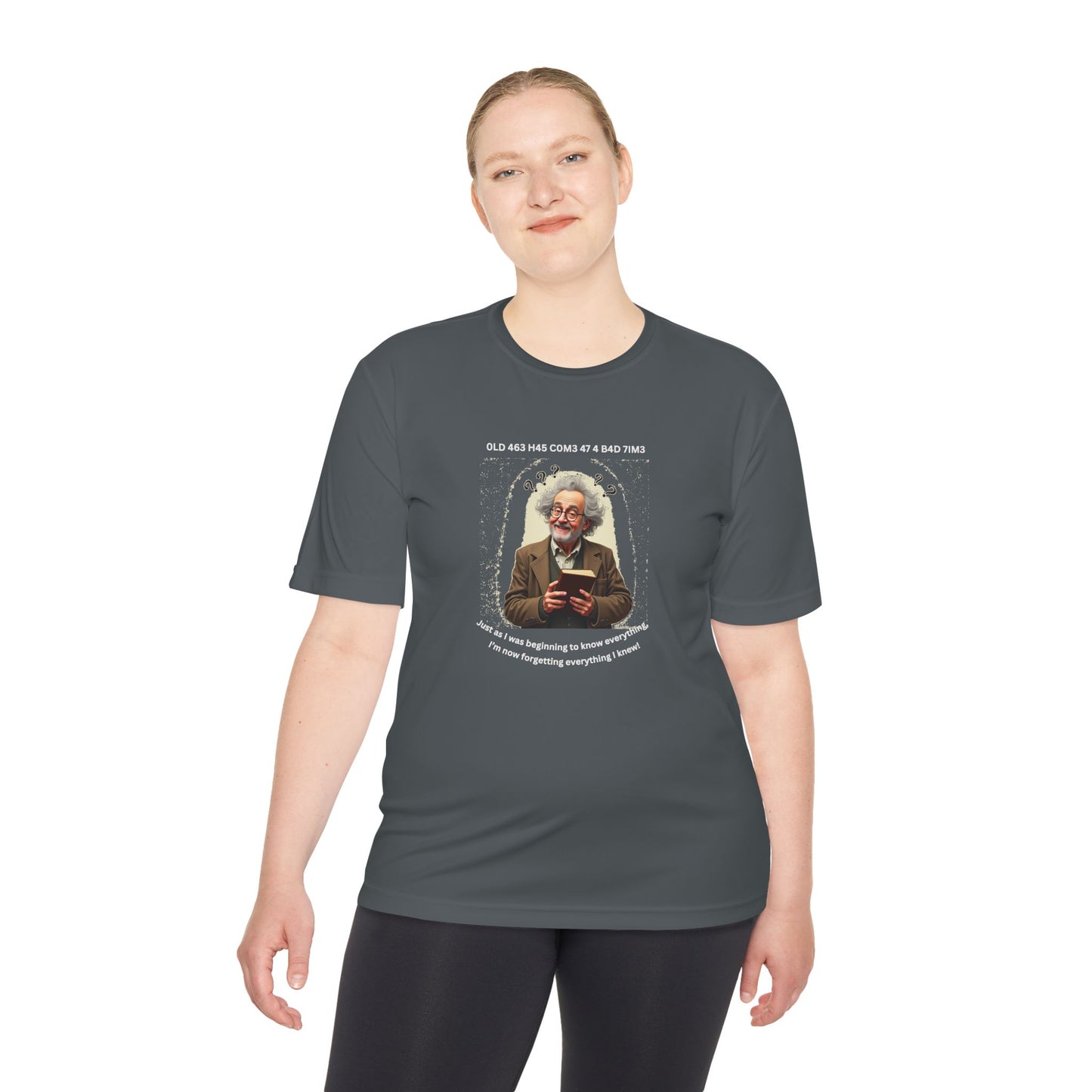 Gray Haired Senior Moments on Dark-Colored Performance Tee