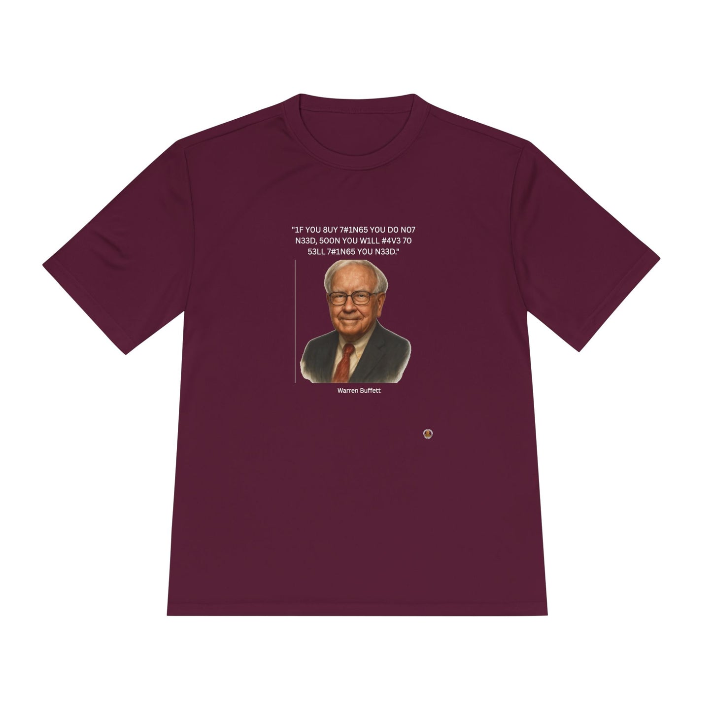 Warren Buffett Buy-Sell Leet Quote on Performance Tee