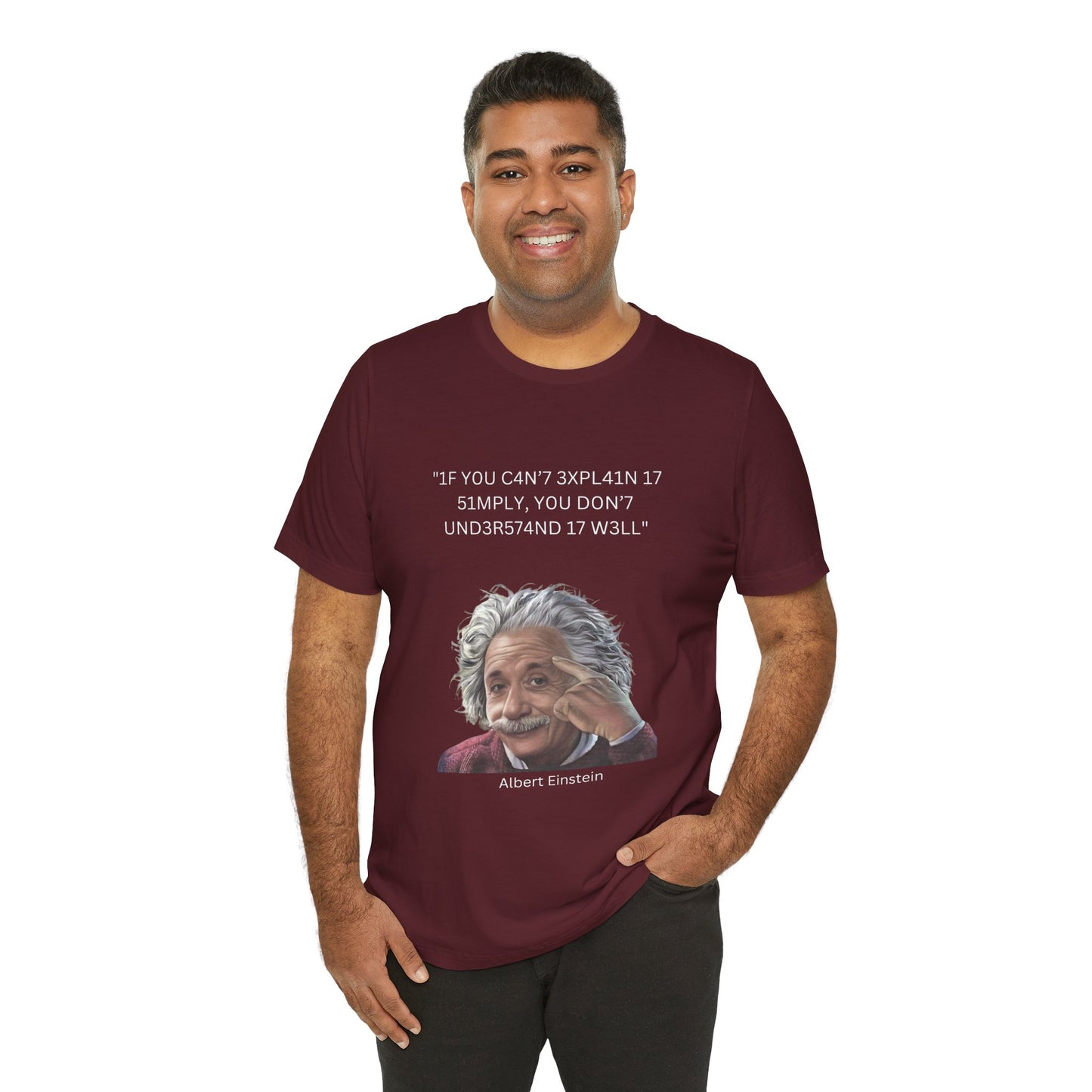 Einstein Understanding Leet Quote on Dark 100% Cotton Tee