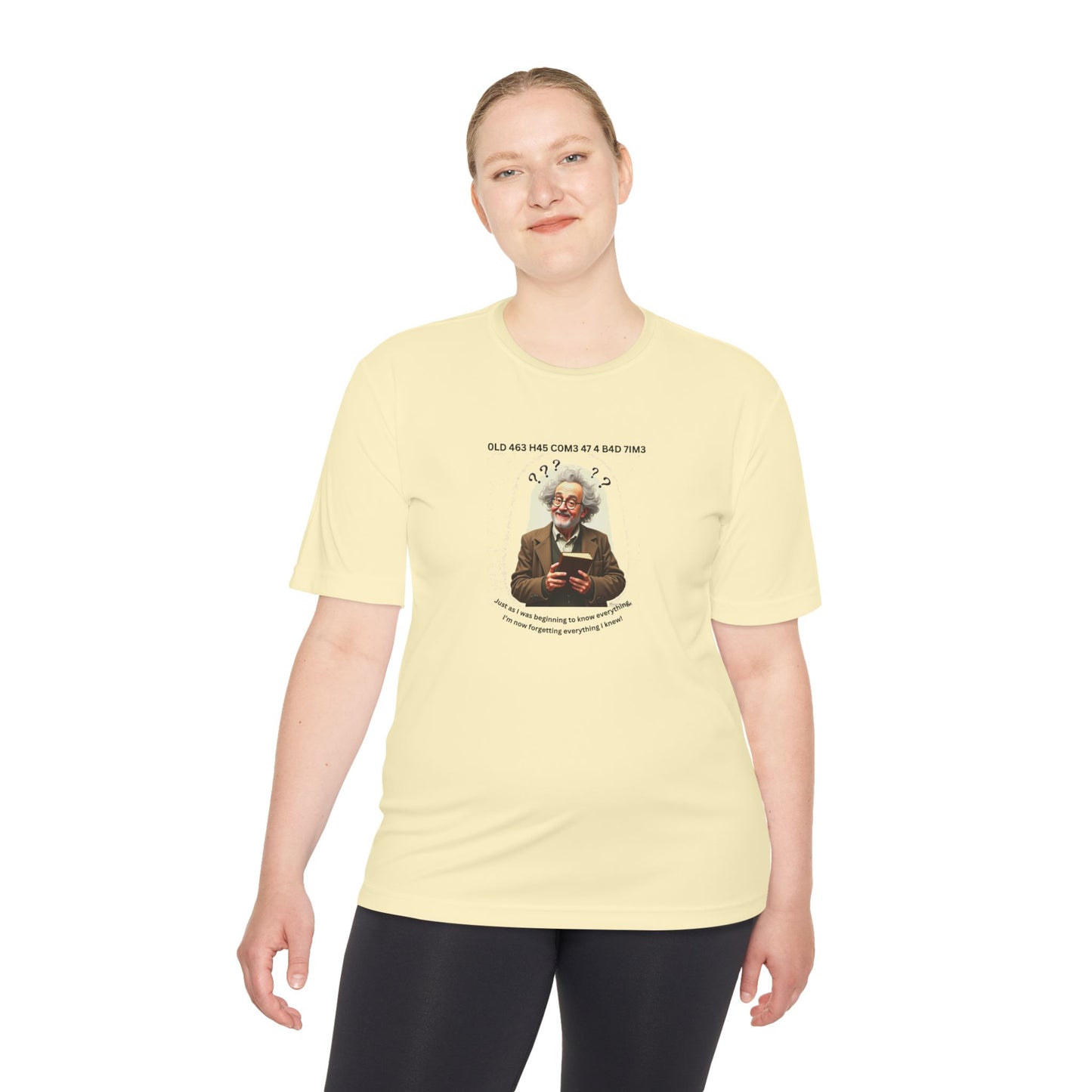 Gray Hair Senior Moments on Lighter Colored Performance Tees