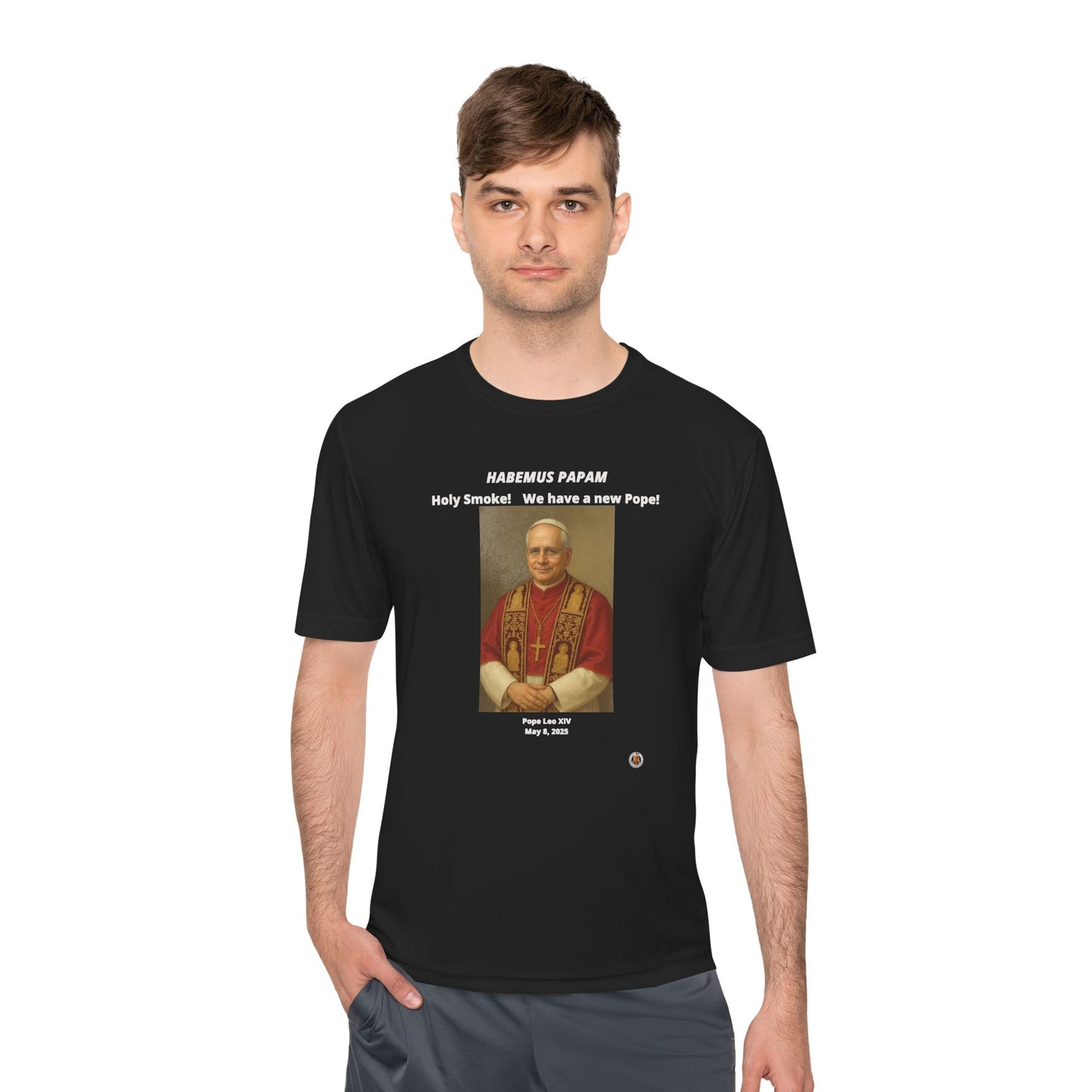 Habemus Papam - New Pope Portrait on Dark Performance Tee