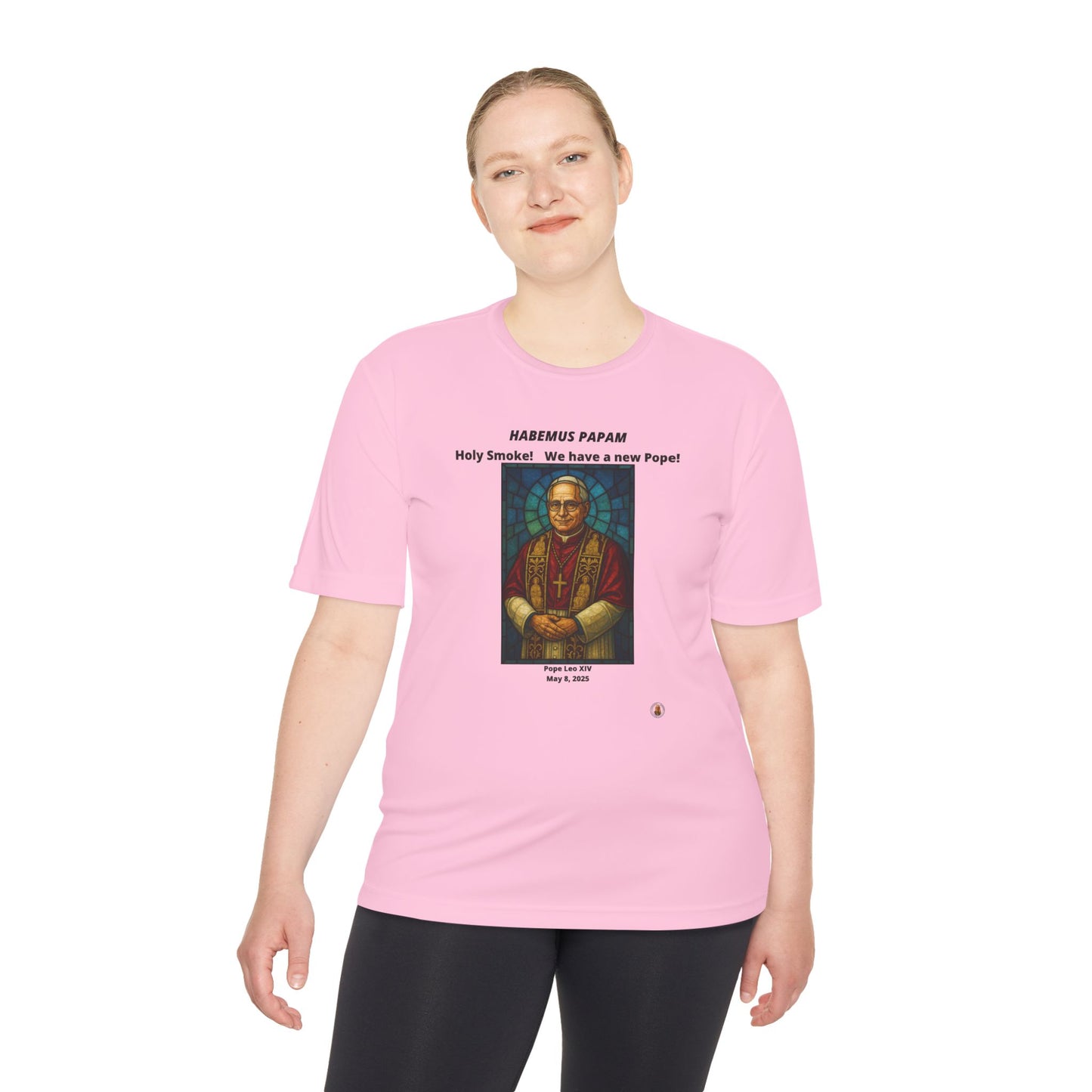 Holy Smoke! Pope Stained Glass Art on Light Performance Tee