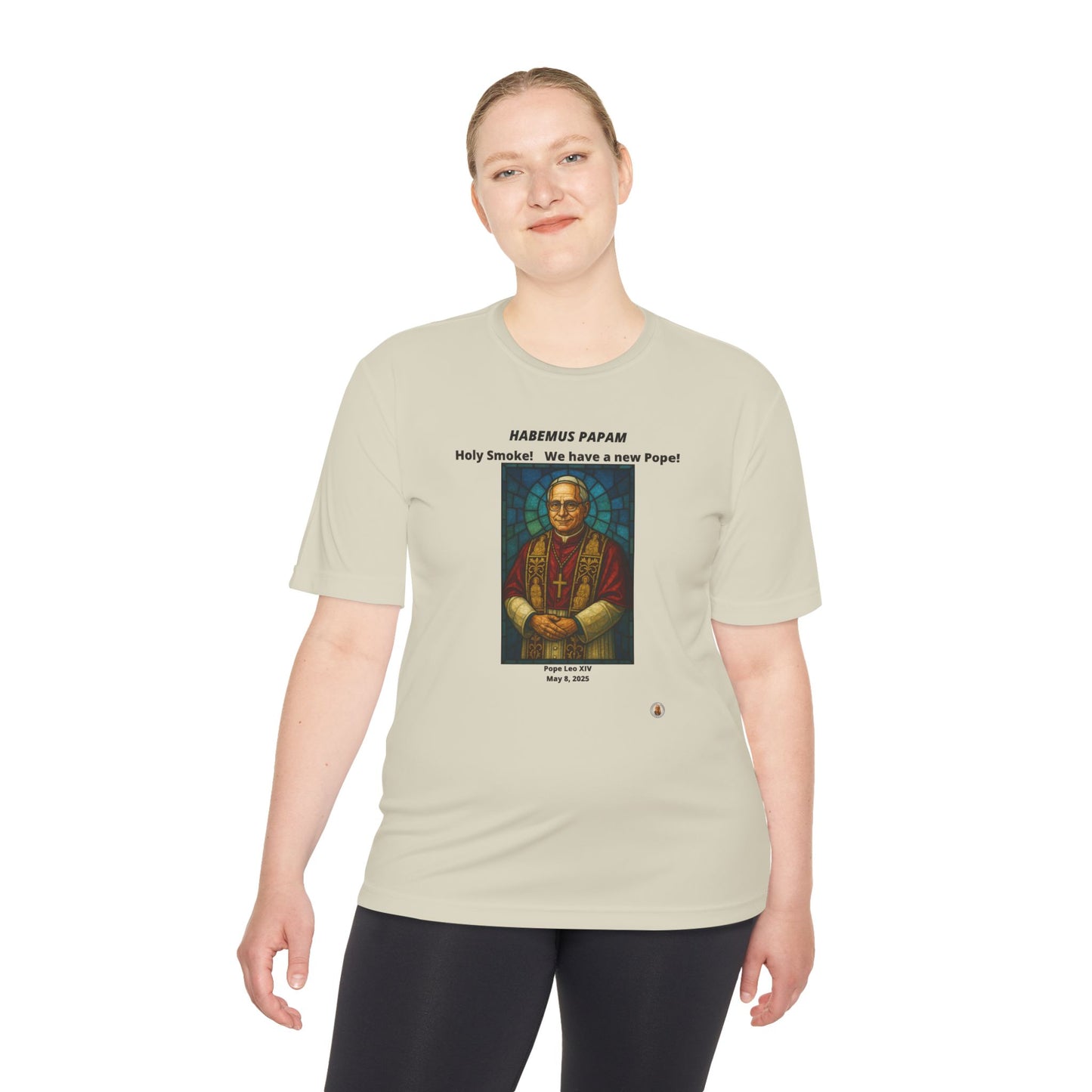 Holy Smoke! Pope Stained Glass Art on Light Performance Tee