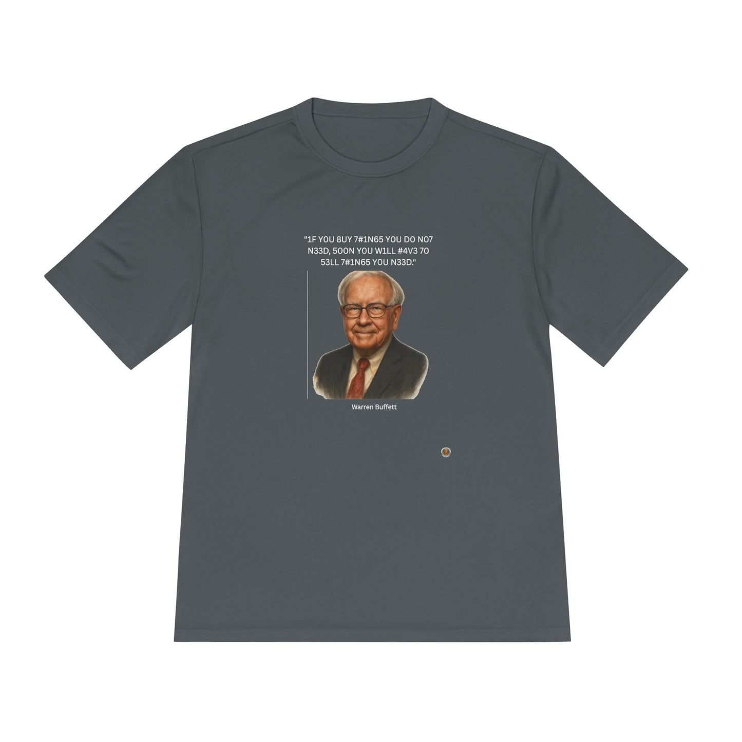 Warren Buffett Buy-Sell Leet Quote on Performance Tee