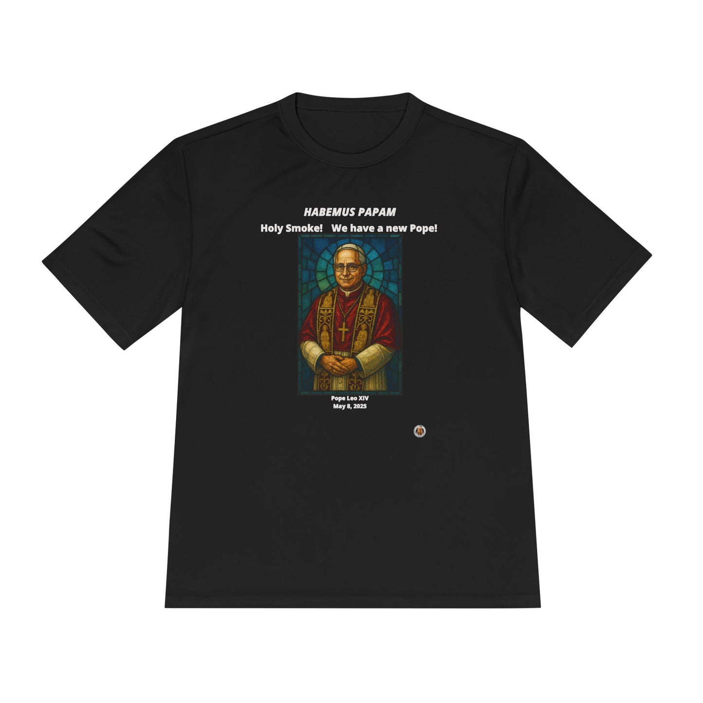 Holy Smoke! Pope Stained Glass Art on on Dark Performance Tee