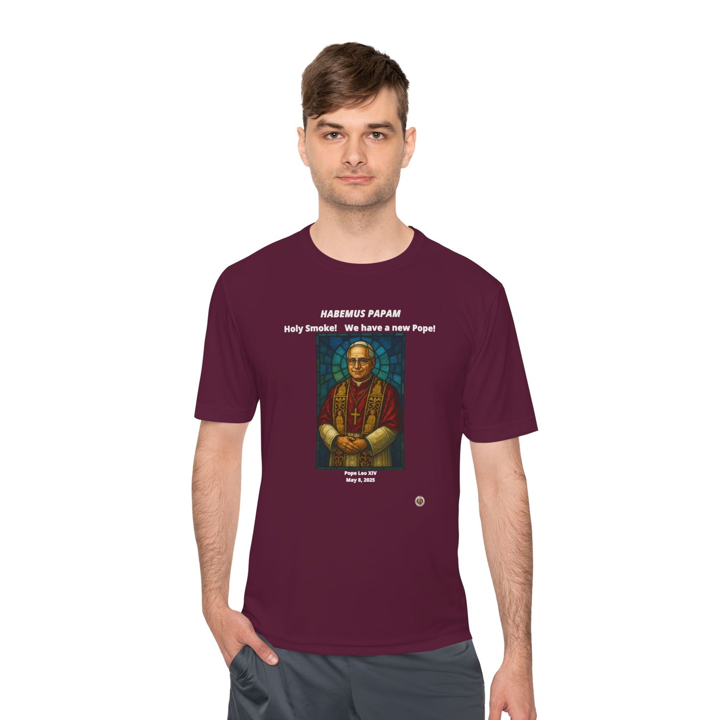 Holy Smoke! Pope Stained Glass Art on on Dark Performance Tee