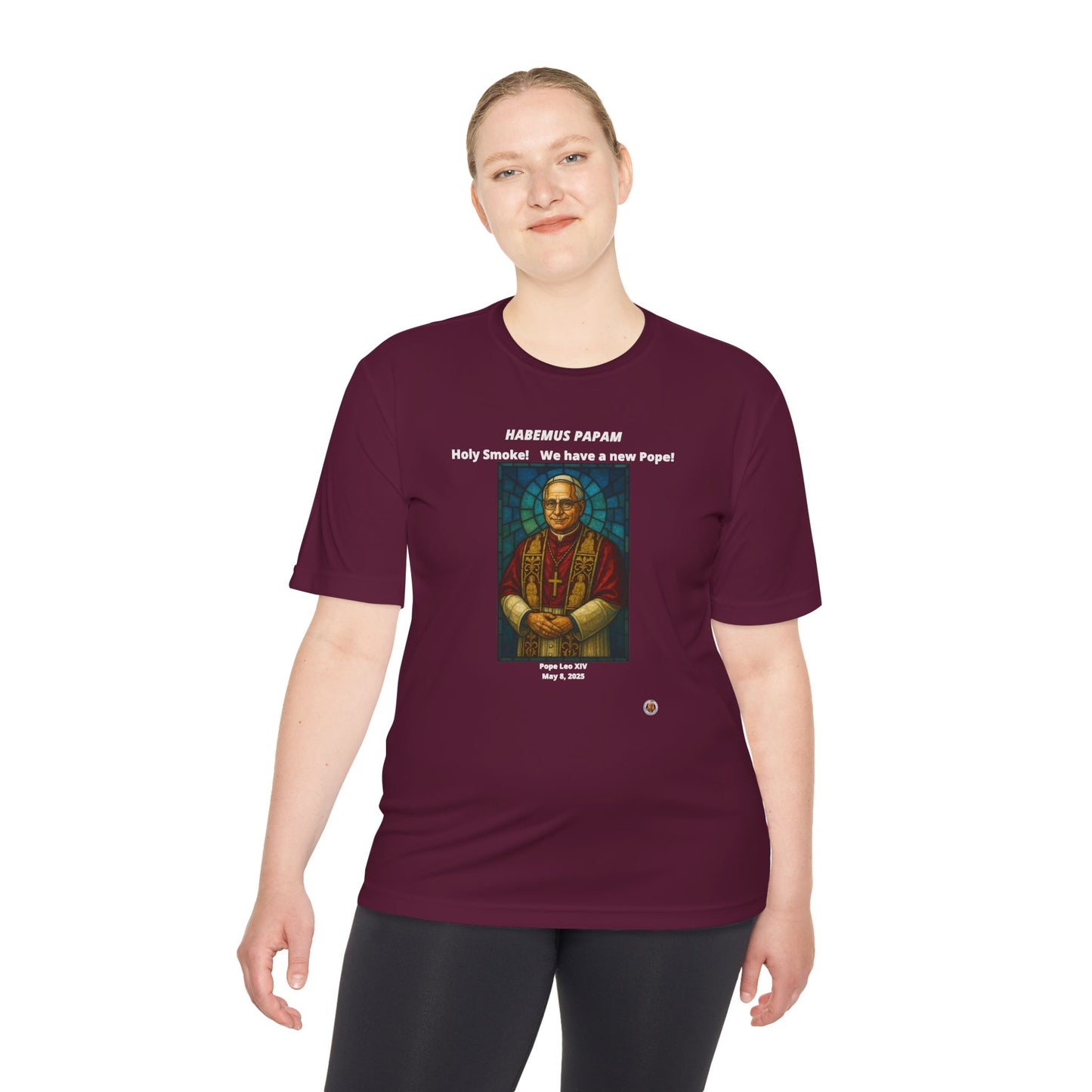 Holy Smoke! Pope Stained Glass Art on on Dark Performance Tee