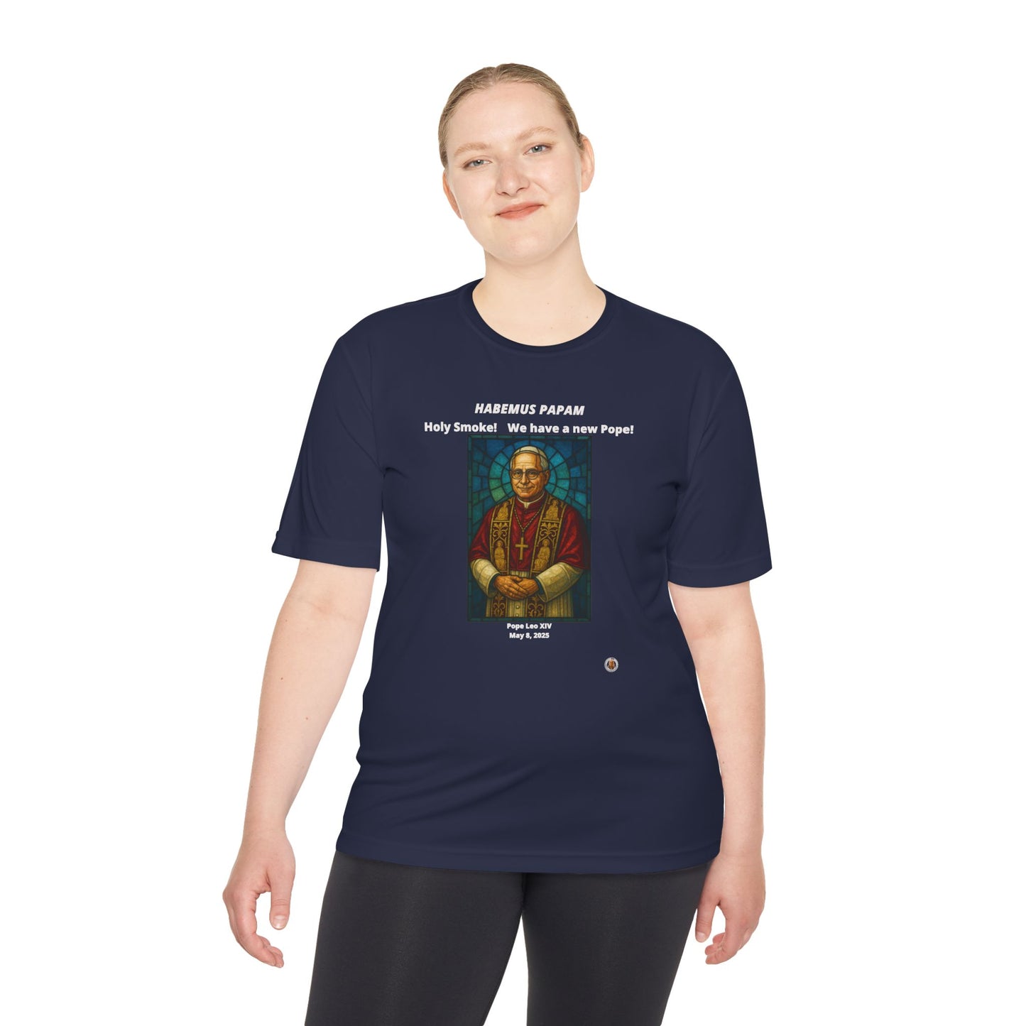 Holy Smoke! Pope Stained Glass Art on on Dark Performance Tee