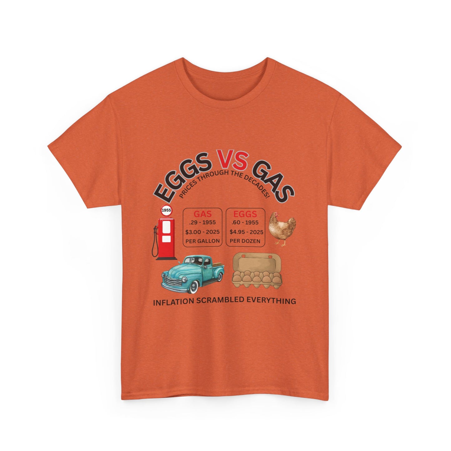 Eggs vs. Gas Inflation Graphic on 100% Cotton Tee