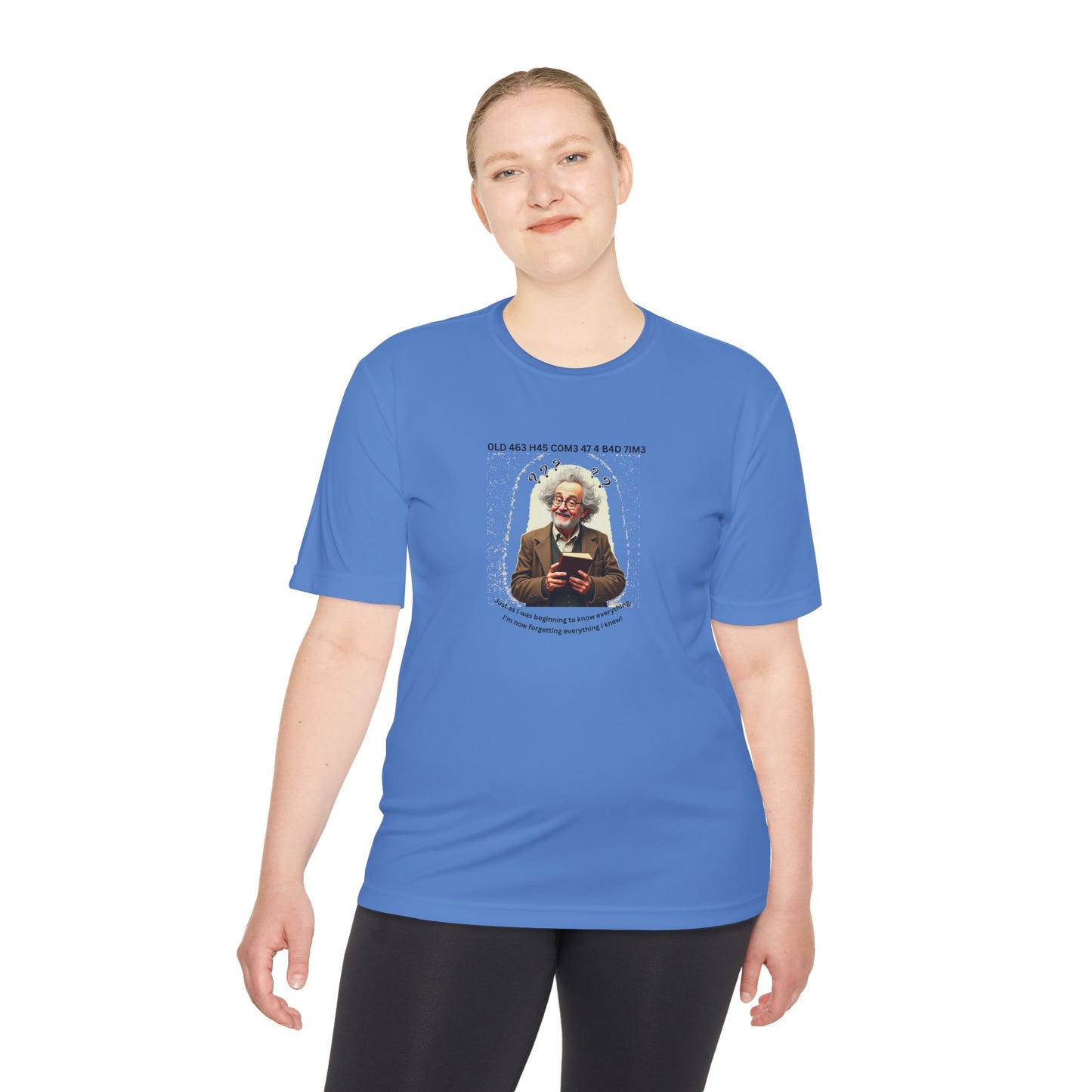Gray Hair Senior Moments on Lighter Colored Performance Tees