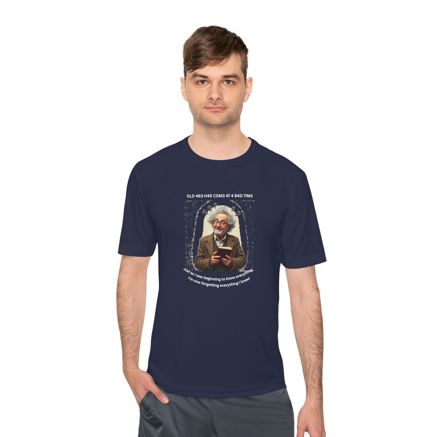 Gray Haired Senior Moments on Dark-Colored Performance Tee