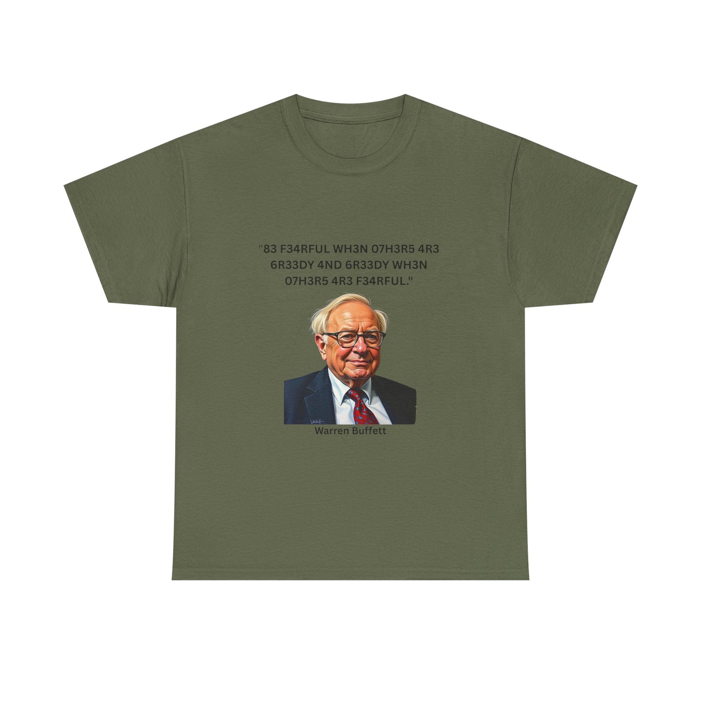 Warren Buffett Investment Leet Quote on Comfortable 100% Cotton Tee