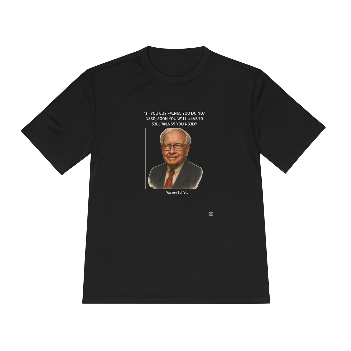 Warren Buffett Buy-Sell Leet Quote on Performance Tee