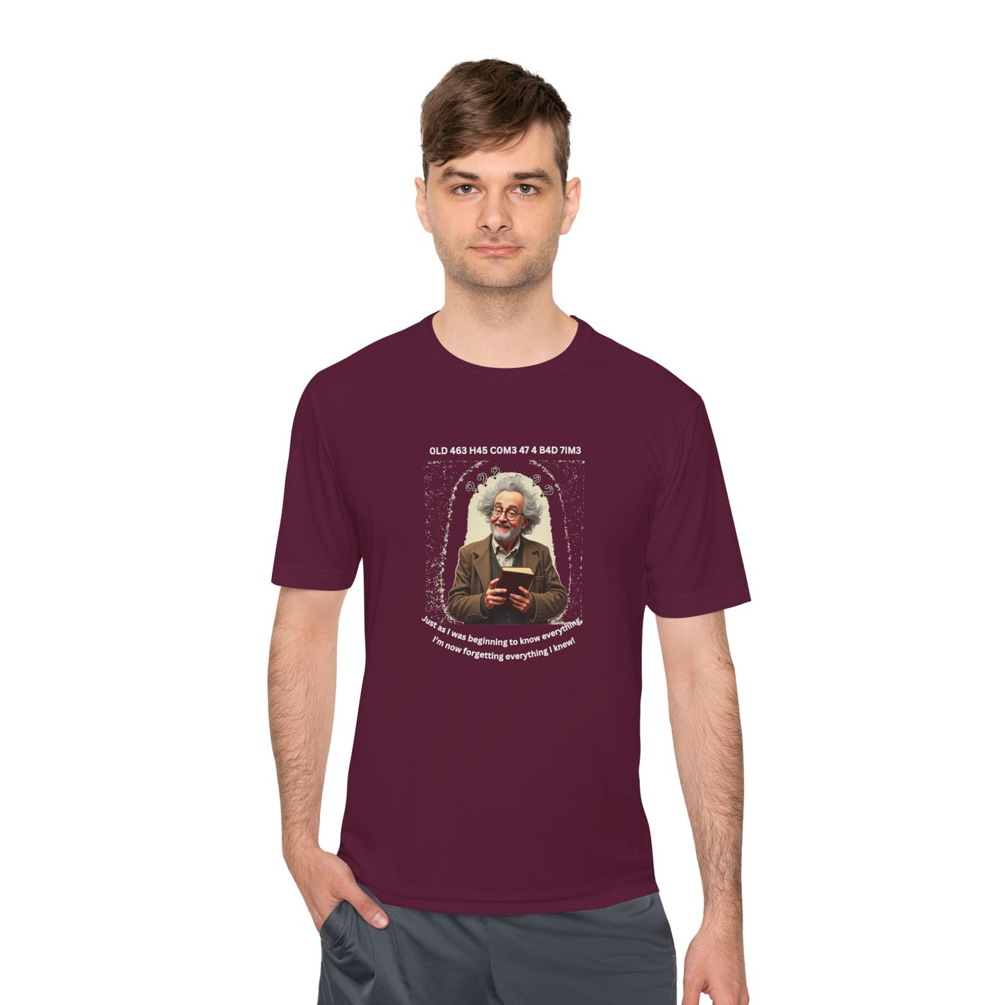 Gray Haired Senior Moments on Dark-Colored Performance Tee