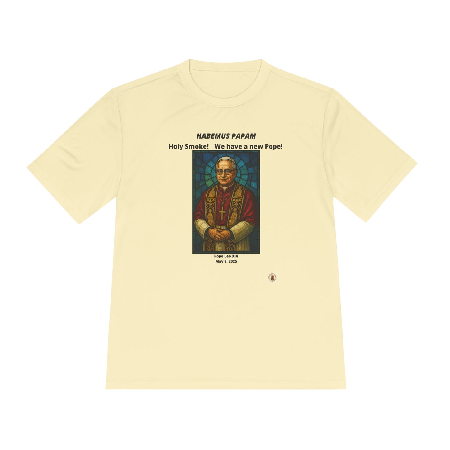 Holy Smoke! Pope Stained Glass Art on Light Performance Tee