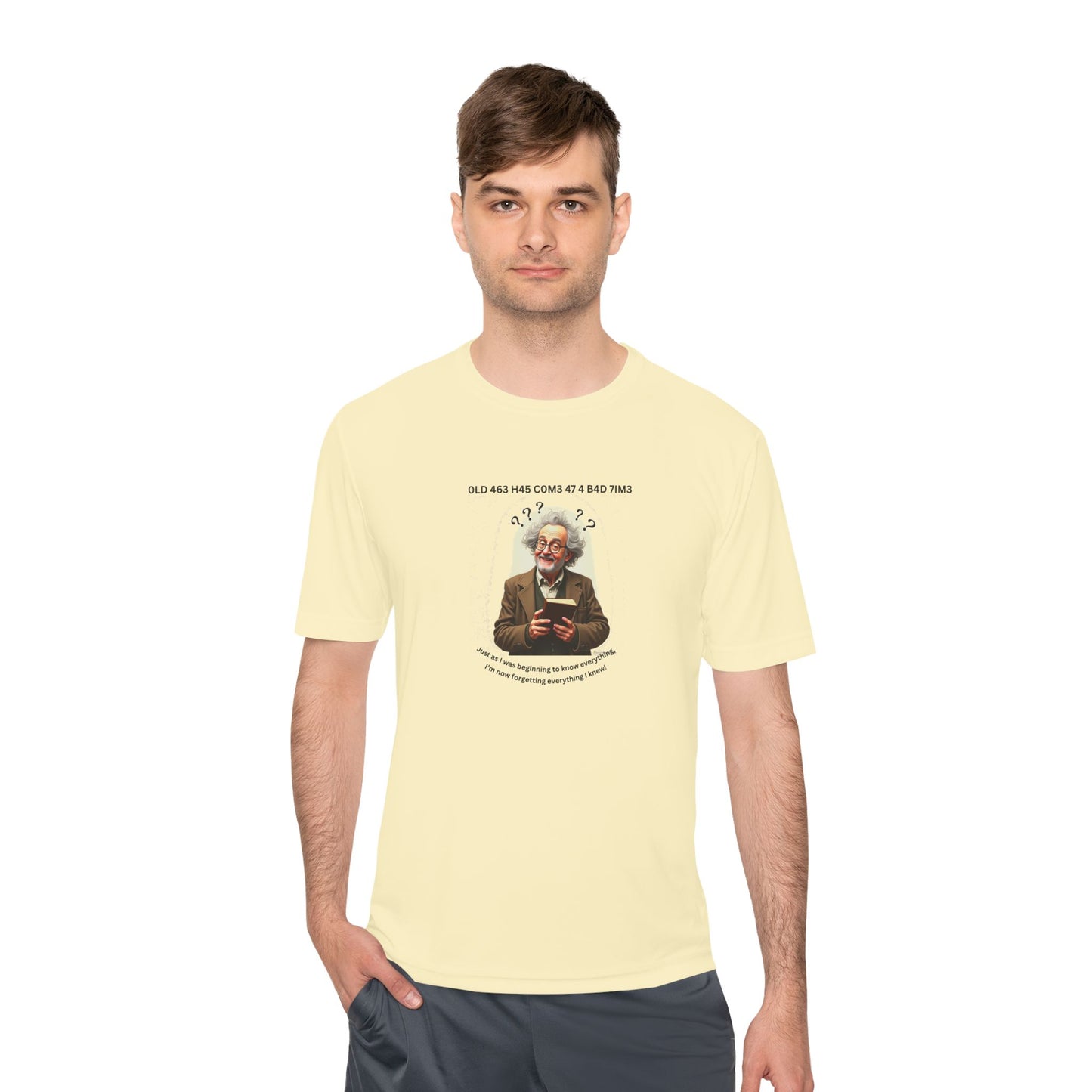 Gray Hair Senior Moments on Lighter Colored Performance Tees