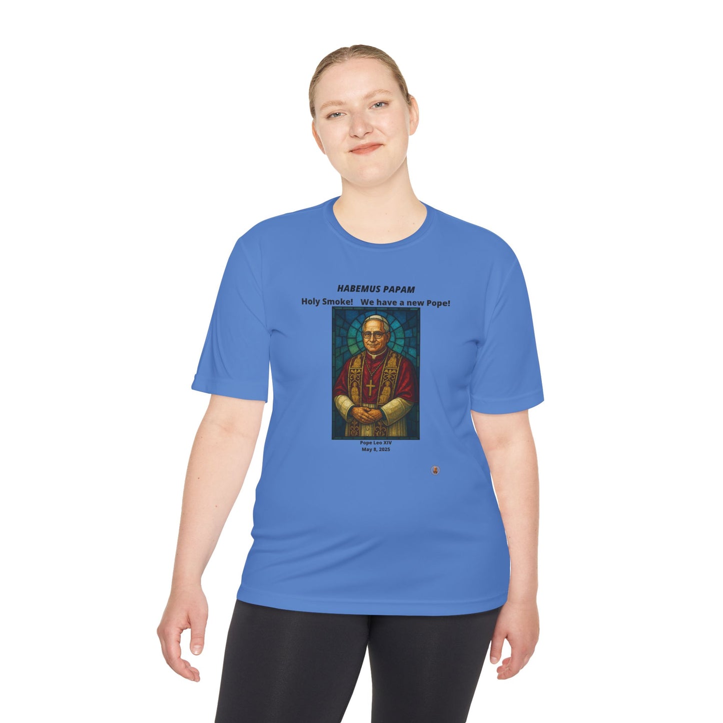 Holy Smoke! Pope Stained Glass Art on Light Performance Tee