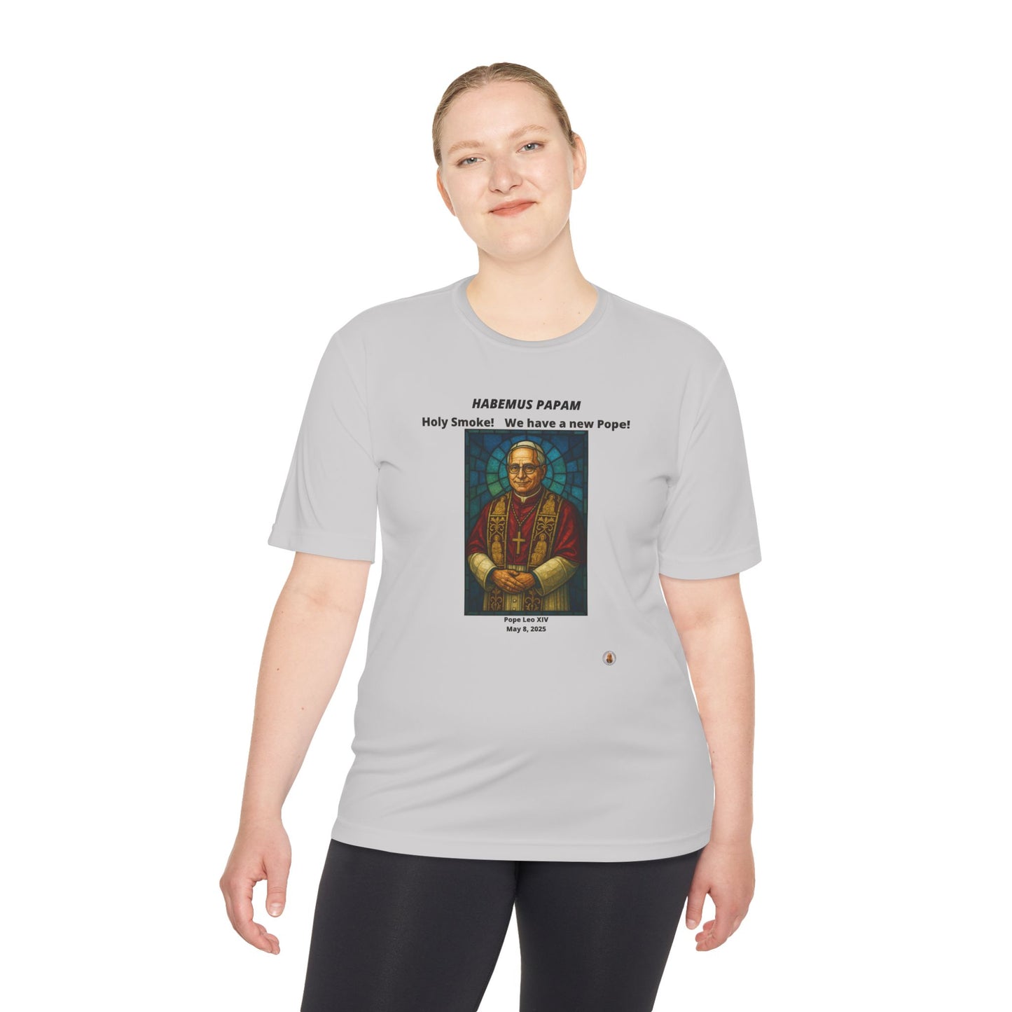 Holy Smoke! Pope Stained Glass Art on Light Performance Tee