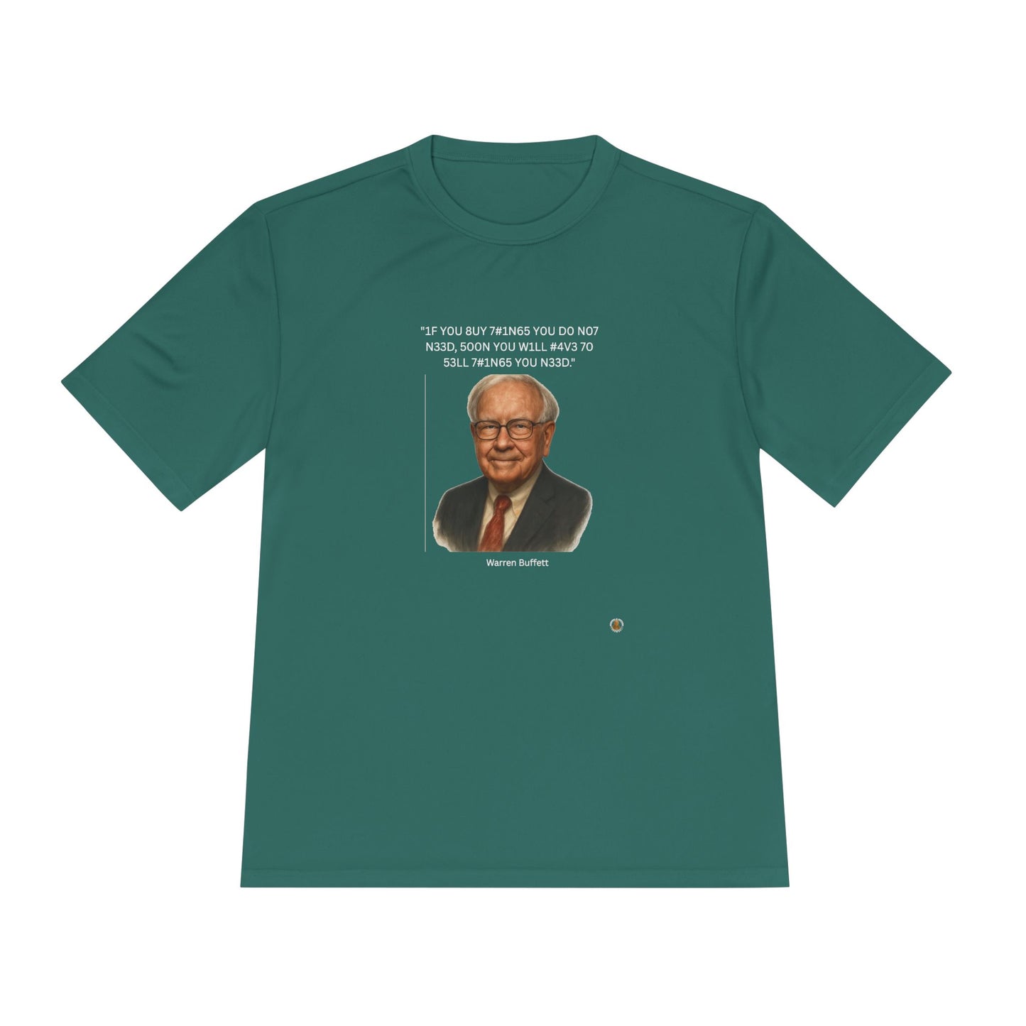 Warren Buffett Buy-Sell Leet Quote on Performance Tee