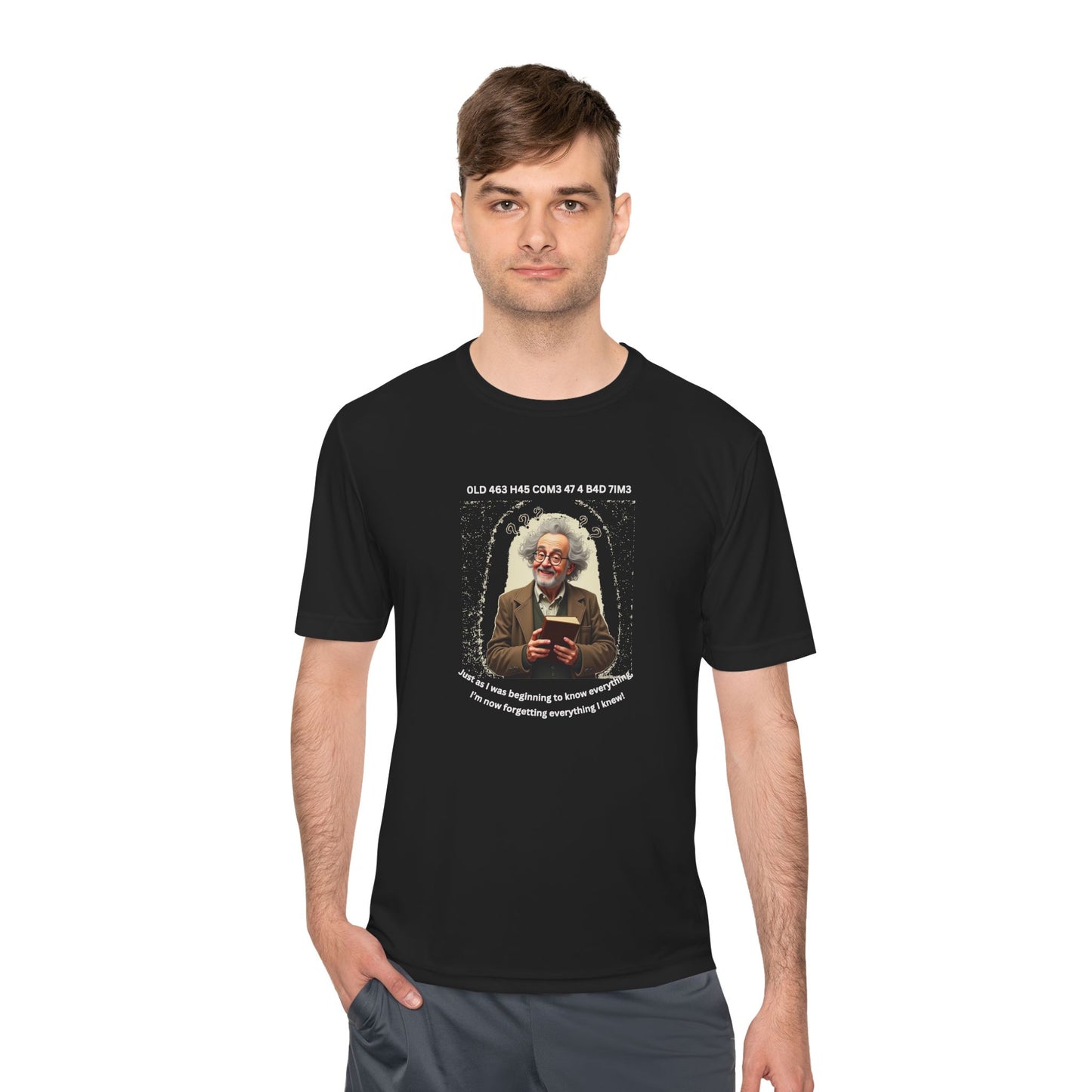 Gray Haired Senior Moments on Dark-Colored Performance Tee