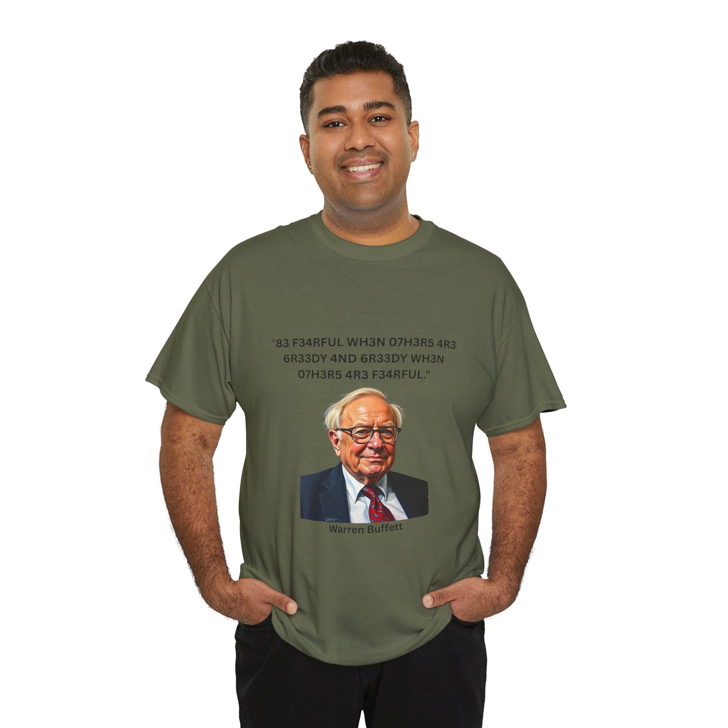 Warren Buffett Investment Leet Quote on Comfortable 100% Cotton Tee