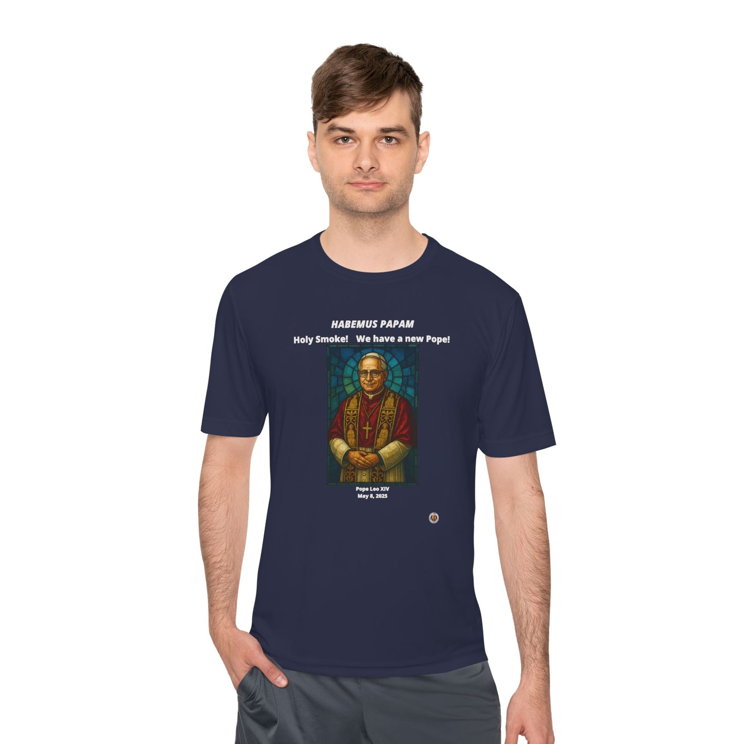 Holy Smoke! Pope Stained Glass Art on on Dark Performance Tee