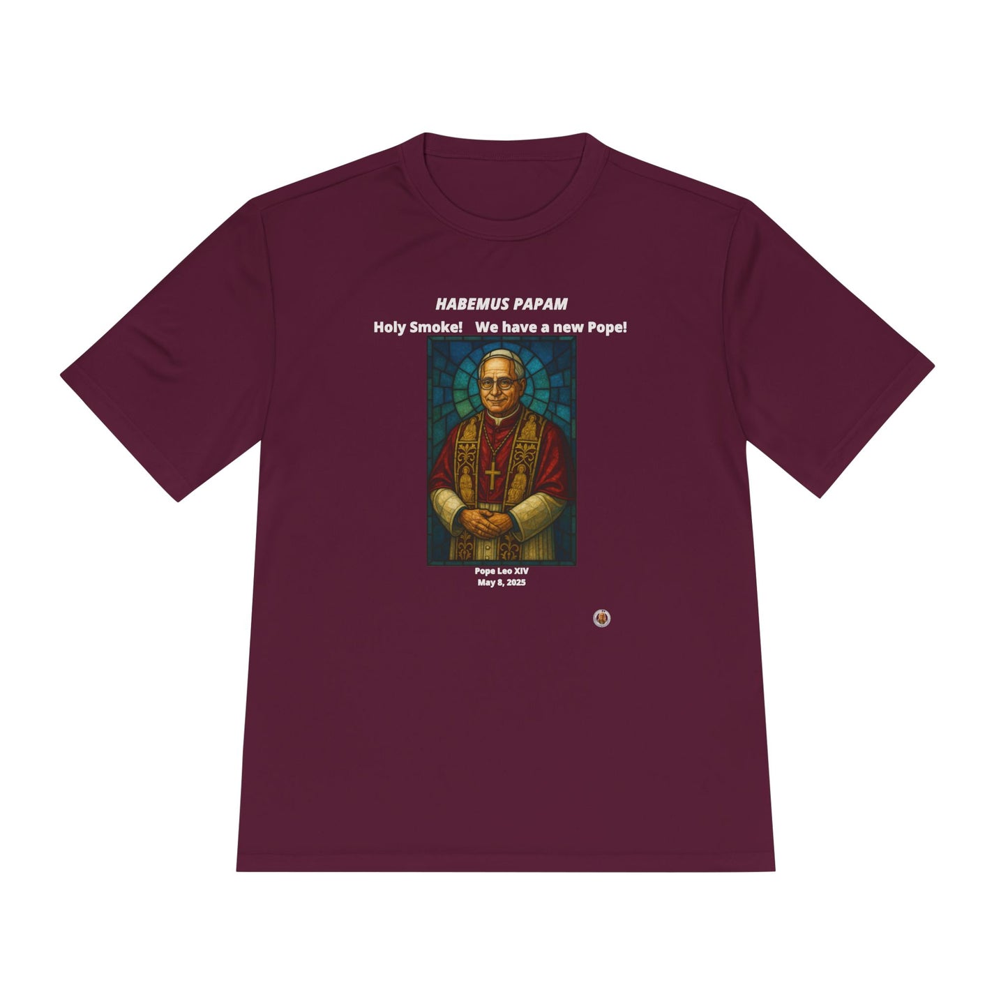 Holy Smoke! Pope Stained Glass Art on on Dark Performance Tee