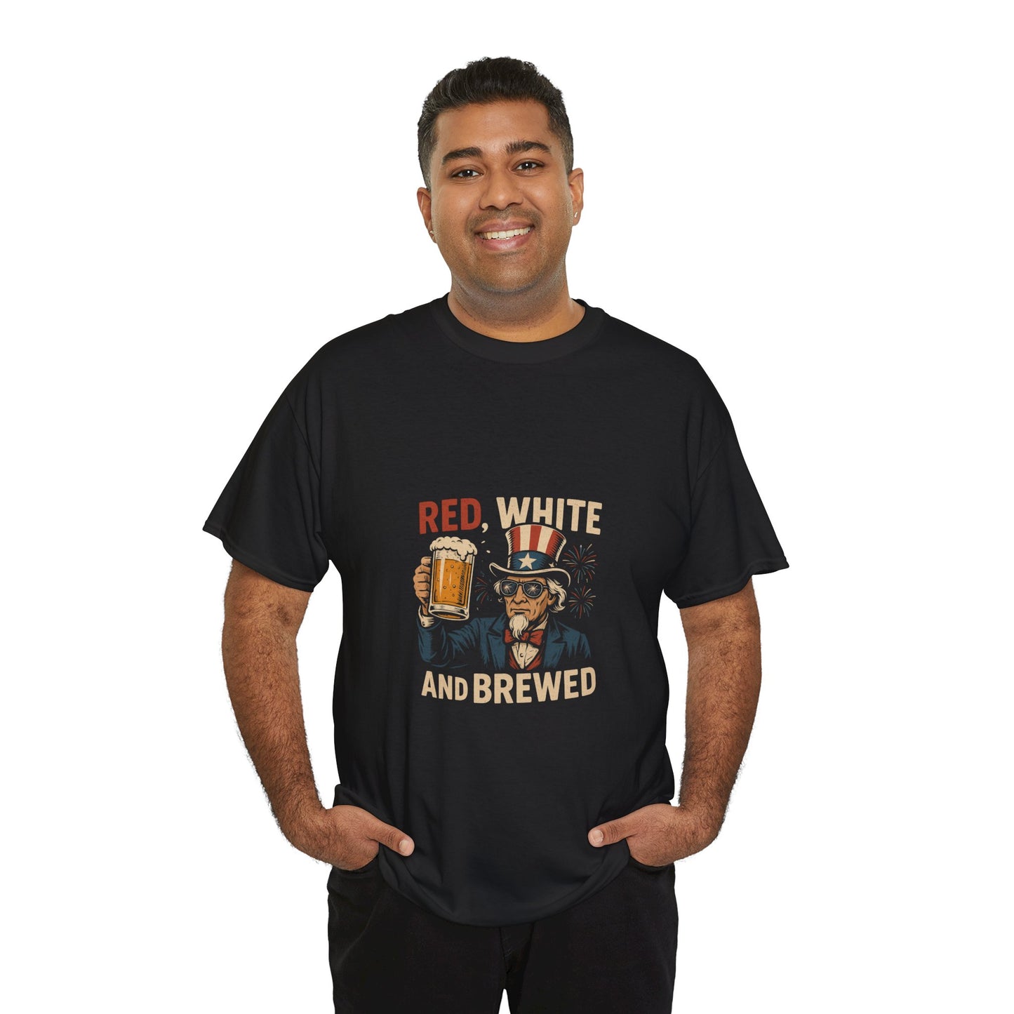 Patriotic Red White, and Brewed Unisex Cotton Tee