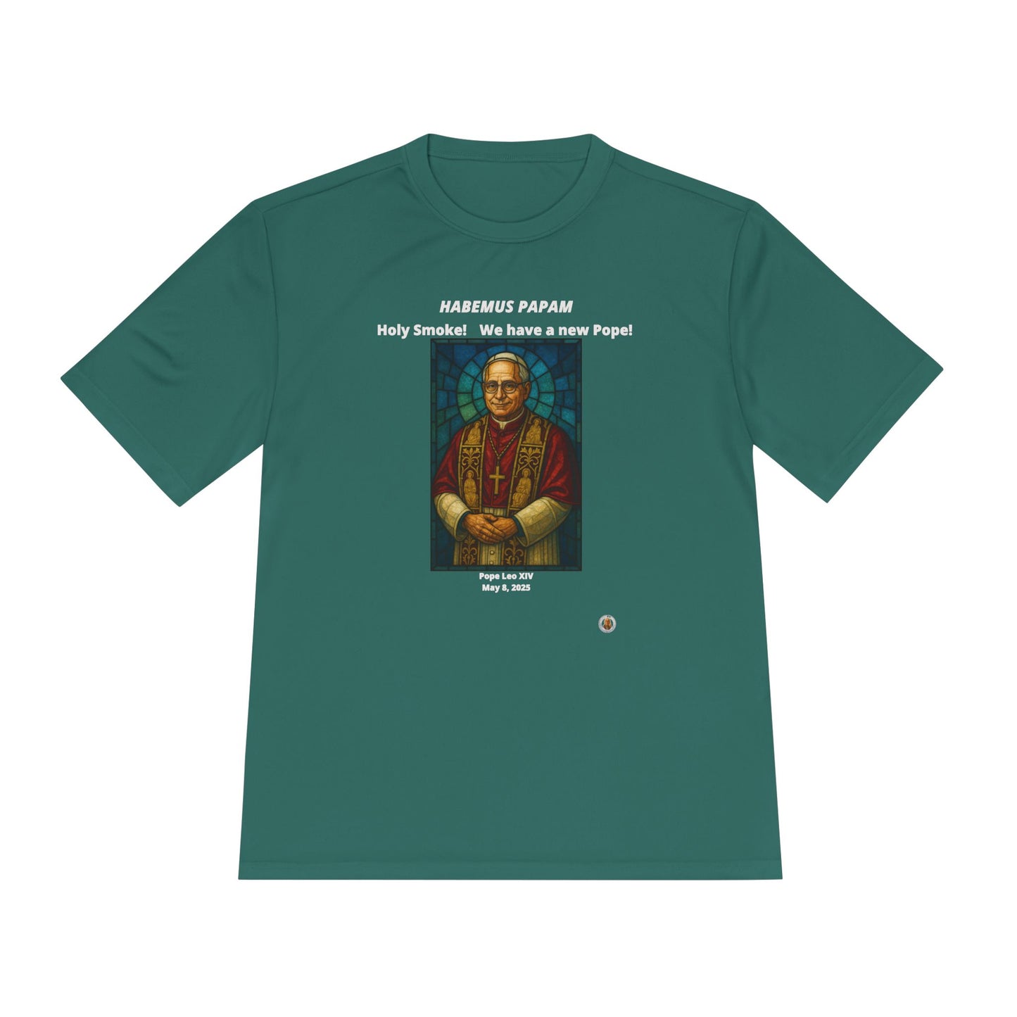 Holy Smoke! Pope Stained Glass Art on on Dark Performance Tee