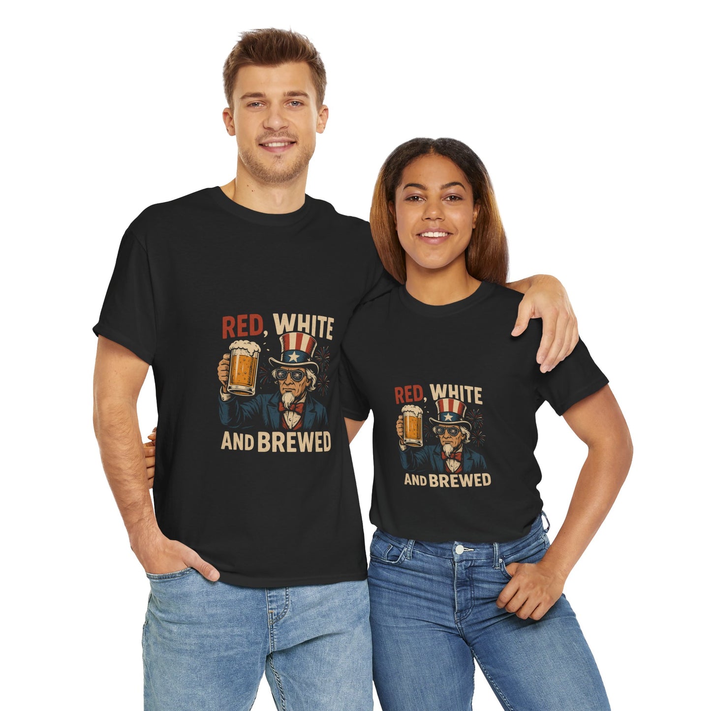 Patriotic Red White, and Brewed Unisex Cotton Tee