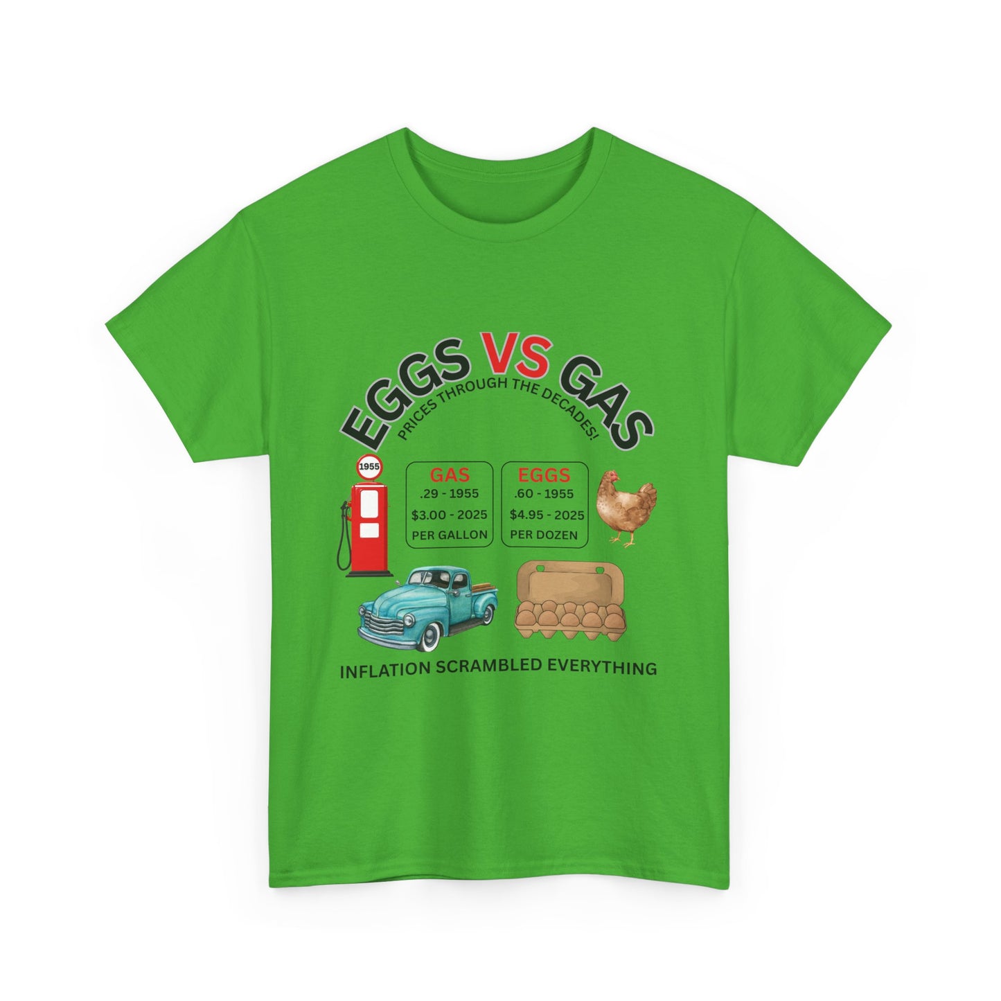 Eggs vs. Gas Inflation Graphic on 100% Cotton Tee