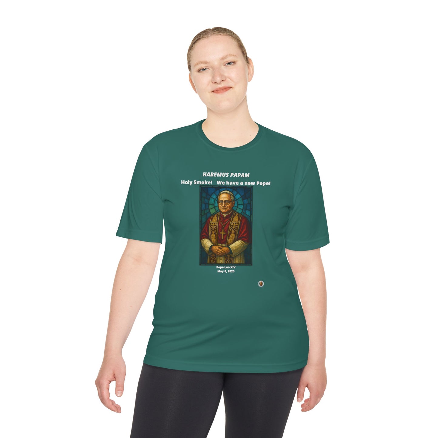 Holy Smoke! Pope Stained Glass Art on on Dark Performance Tee