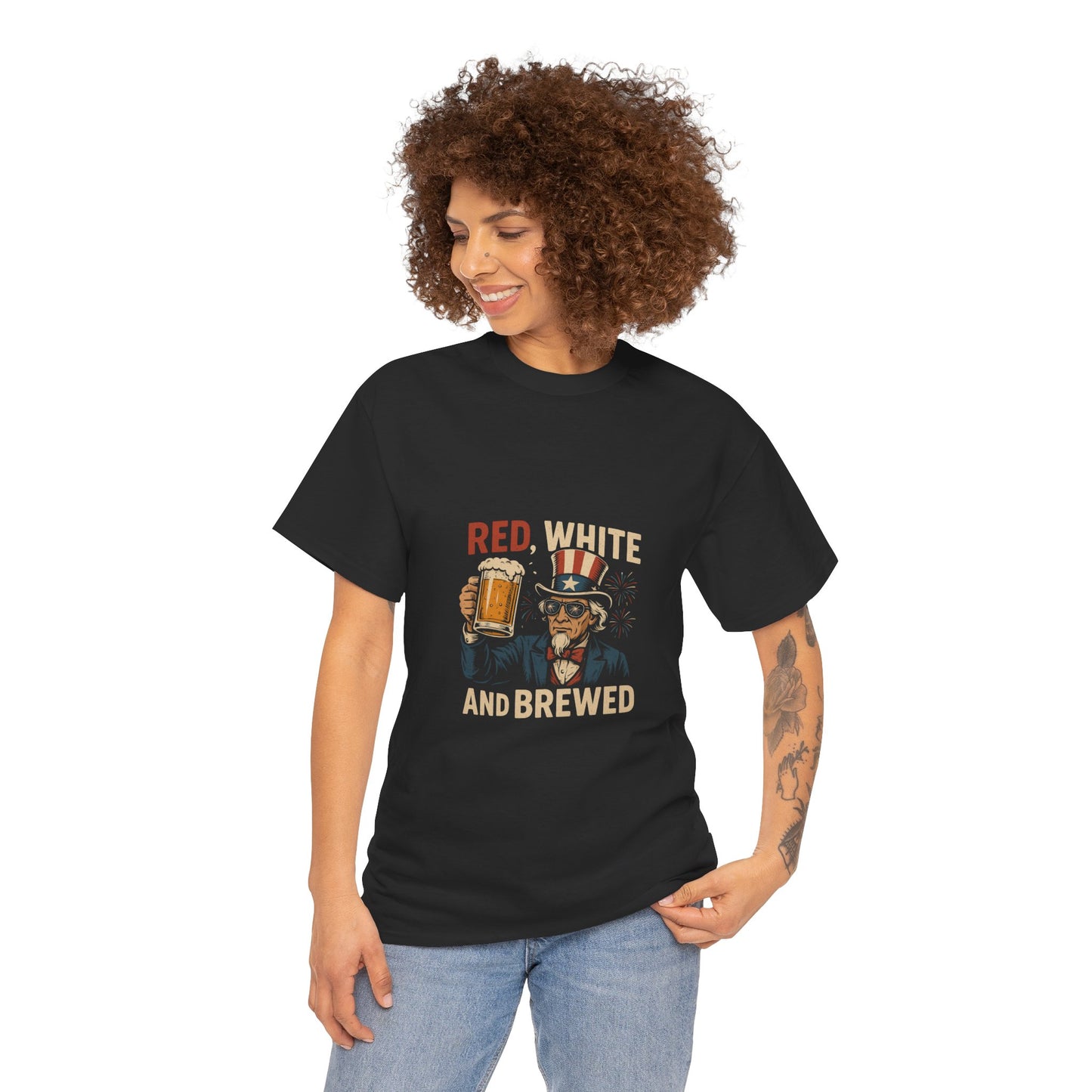 Patriotic Red White, and Brewed Unisex Cotton Tee