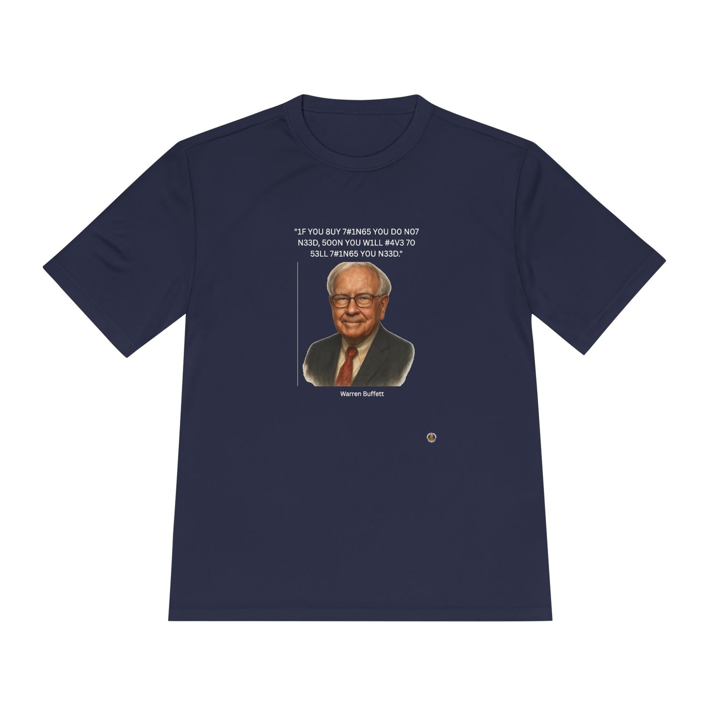 Warren Buffett Buy-Sell Leet Quote on Performance Tee